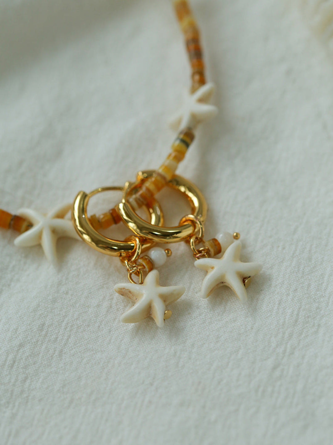 Holiday Starfish Hoop Earrings