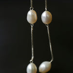 S925 Silver Chain Tassel Pearl Earrings