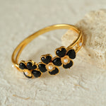 Four Leaf Clover Black Agate Crystal Bangle Bracelets