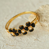 Four Leaf Clover Black Agate Crystal Bangle Bracelets