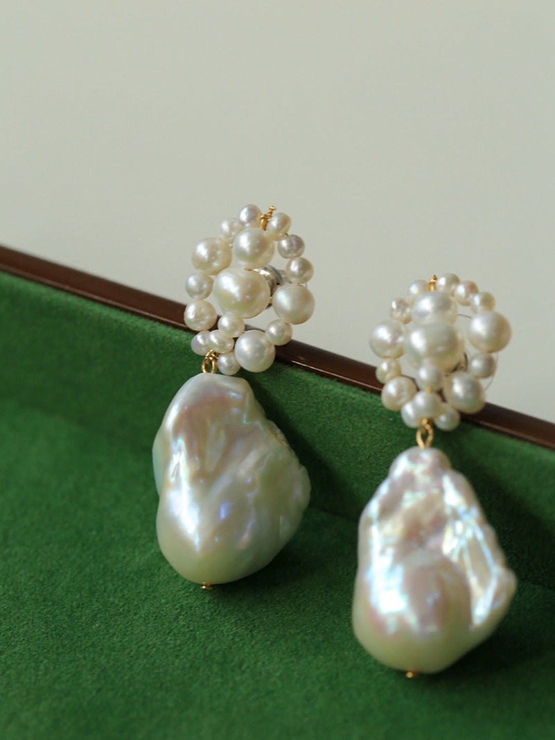 Hand-woven Baroque Winding Pearl Earrings