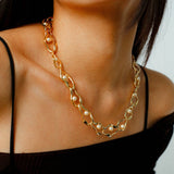 Geometric Twist Artificial Pearl Chain Necklace