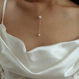 A Model Vintage 14K Gold Chain Pearl Necklace