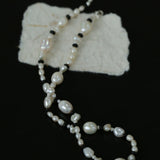 Baroque Pearl Black Agate Beaded Necklace