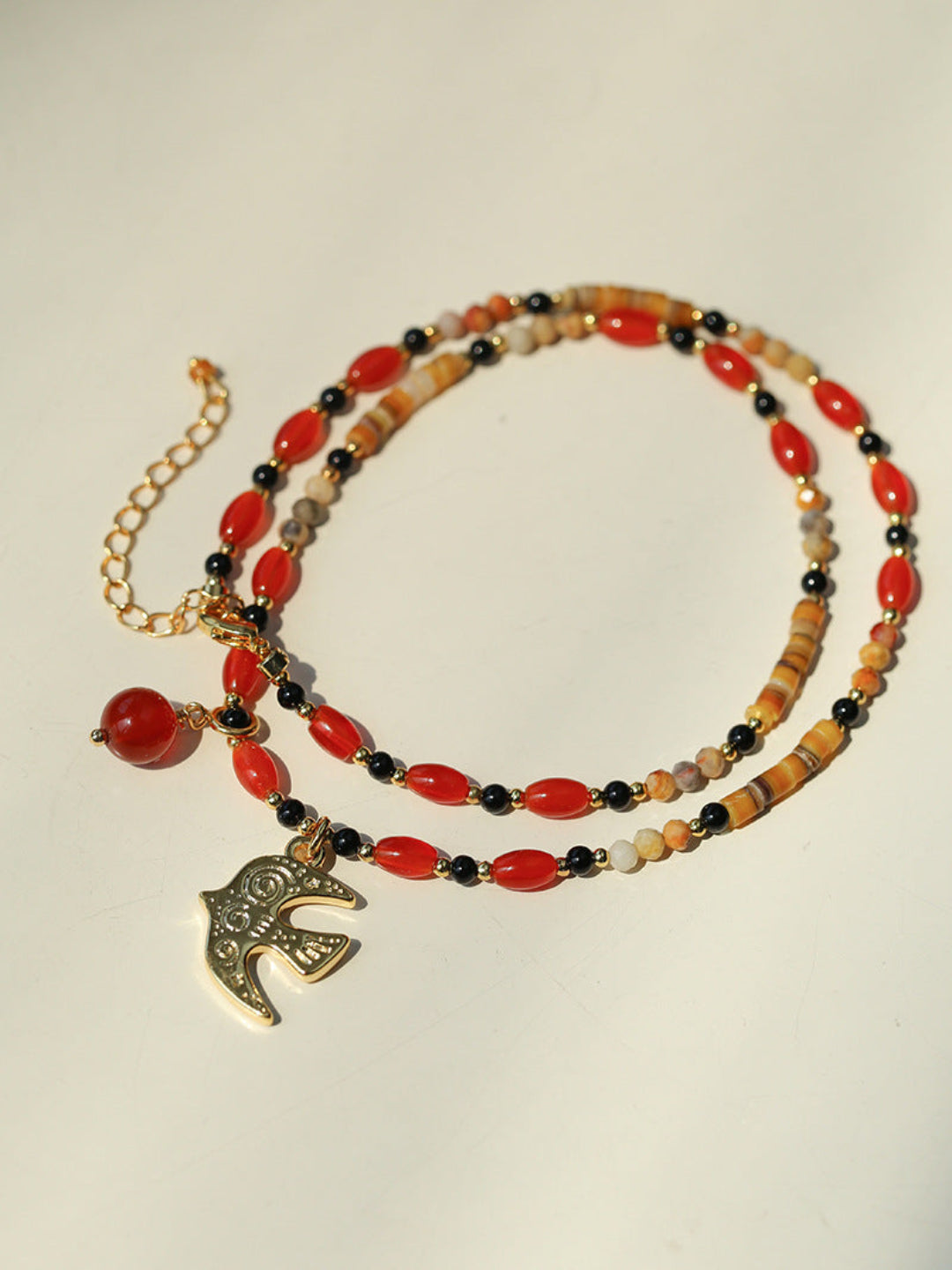 Peace Dove Pendant Agate Beaded Necklace-Gembea Jewelry