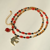 Peace Dove Pendant Agate Beaded Necklace-Gembea Jewelry