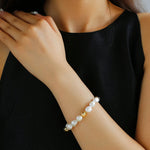 Magnetic Buckle Irregular Metal Pearl Bracelet