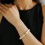 Magnetic Buckle Irregular Metal Pearl Bracelet