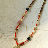Summer Elephant Pendant Stone Beaded Necklace-Gembea Jewelry