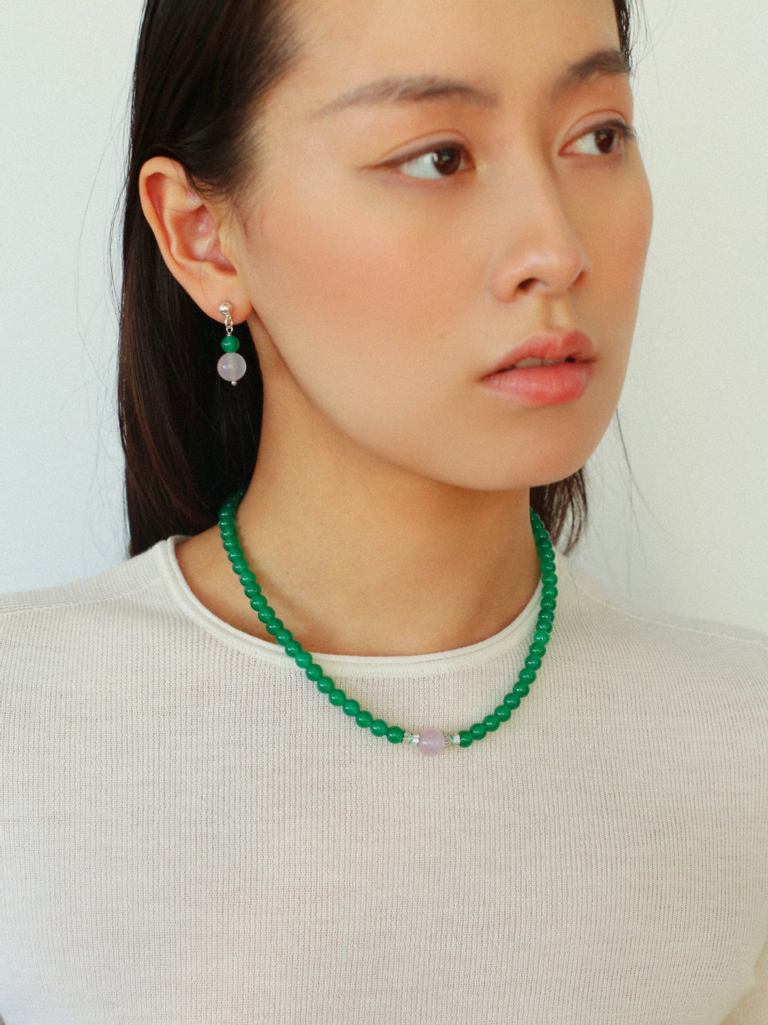 Spring Heartbeat Green Agate Necklace