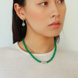 Spring Heartbeat Green Agate Necklace