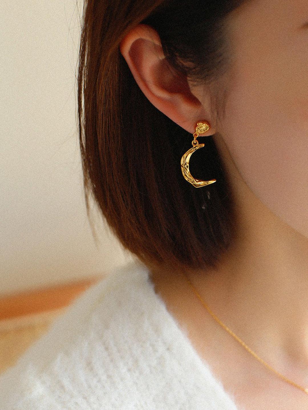 S925 Silver Moon Drop Earrings - Gembea Jewelry