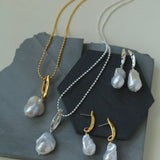 Willow Leaf Baroque Pearl Pendant Necklace