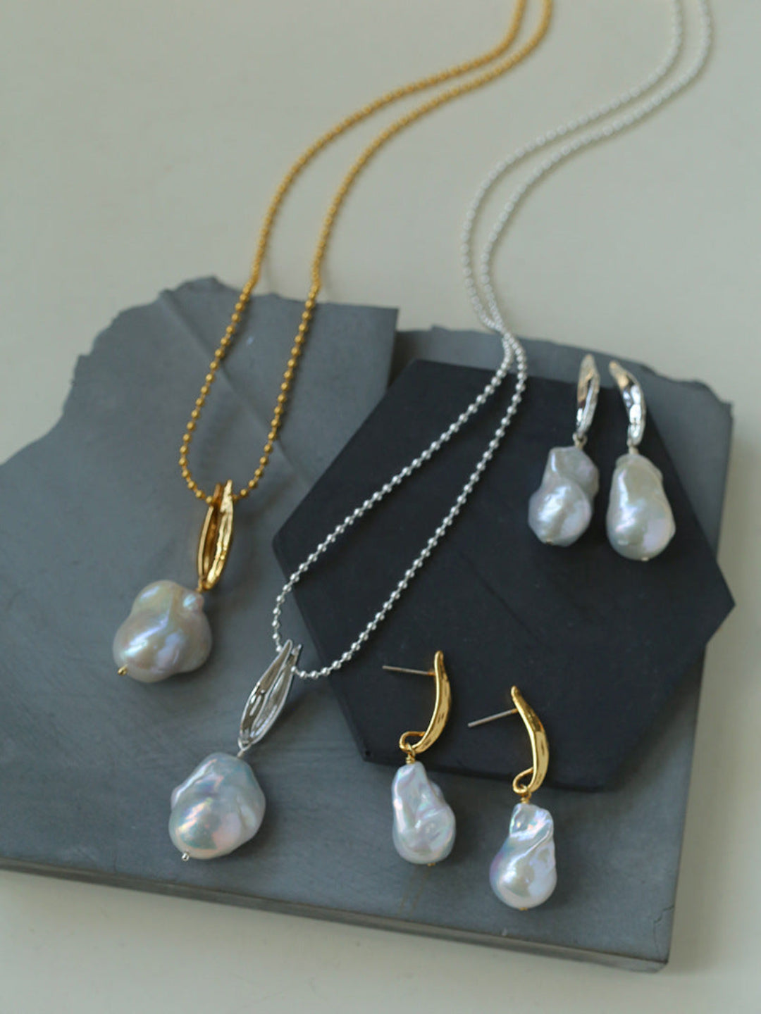 Willow Leaf Baroque Pearl Drop Earrings