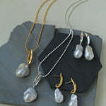 Willow Leaf Baroque Pearl Drop Earrings