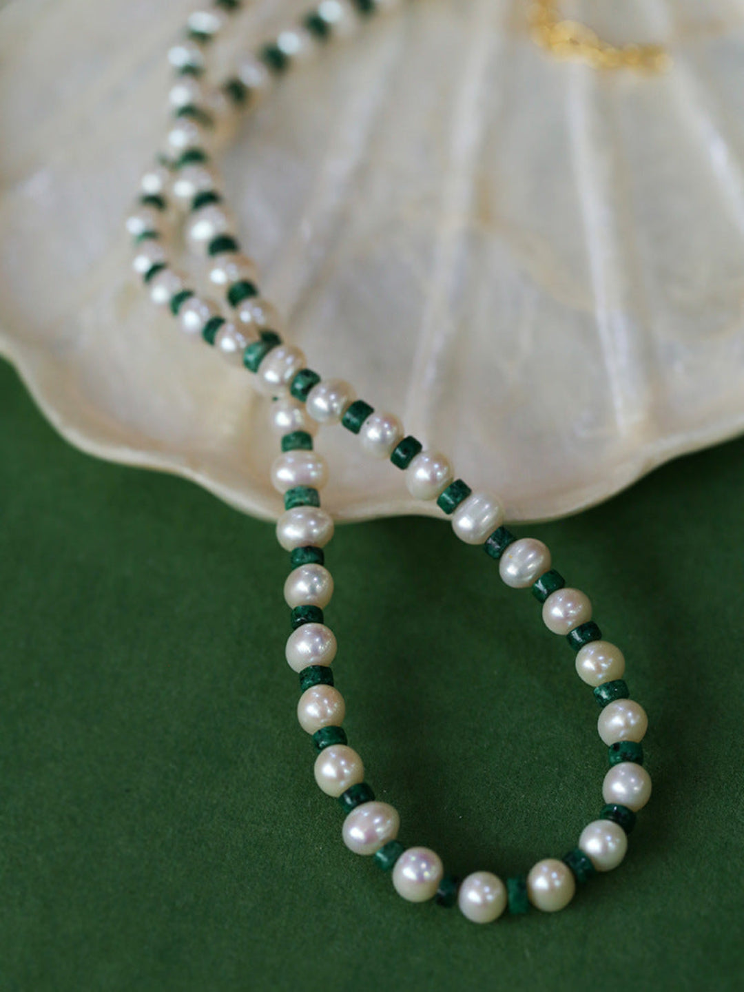 Pearl Colored Stone Beaded Necklace