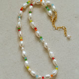 Colorful Beads Baroque Pearl Necklace-Gembea Jewelry
