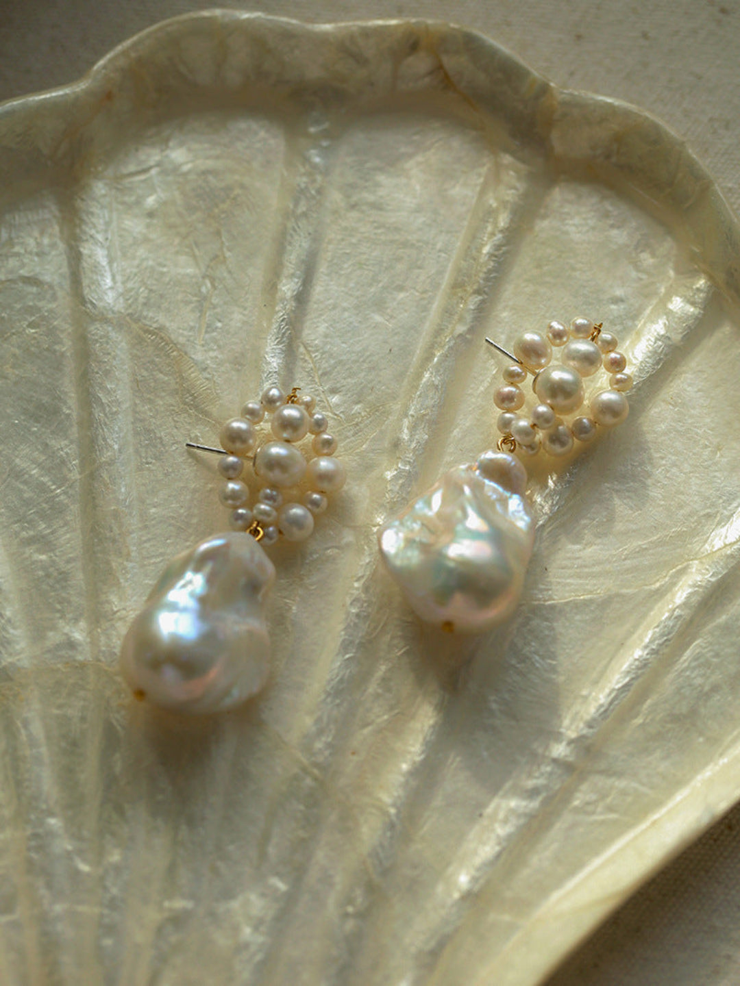 Hand-woven Baroque Winding Pearl Earrings