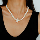 Hand-woven Pearl Run Loop Grey Necklace