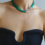 Camellia Bucklei Multi-layer Green Necklace