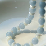 Gembea Jewelry Aquamarine White Scallop Beaded Necklace