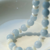 Gembea Jewelry Aquamarine White Scallop Beaded Necklace