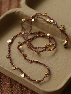 Long Style Bohemian-style Hand-woven Natural Stone Necklace Gembea Jewelry