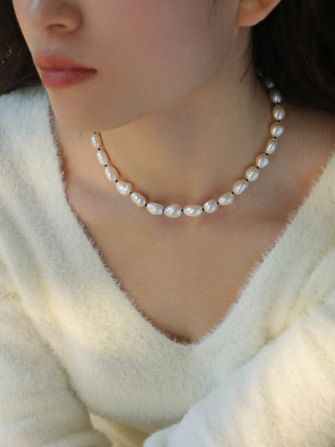 Baroque Rice Pearl Beaded Necklace