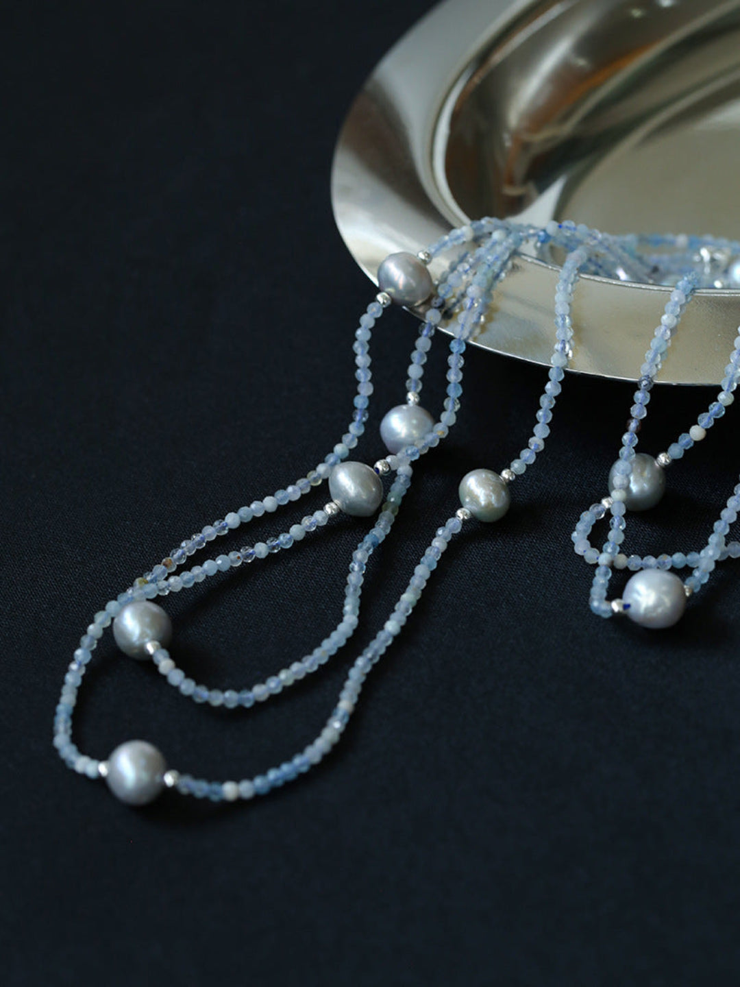 Aquamarine Series Baroque Pearl Ultra Long Necklace