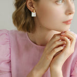 Splice white Mother of Pearl Checkerboard Earrings