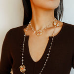 Classic White crystal Four-leaf Clover Long Necklace