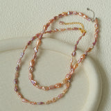 Purple-pink Irregular-shaped Pearl Necklace Gembea Jewelry
