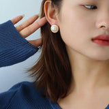 Button Freshwater Pearl Stud Earrings