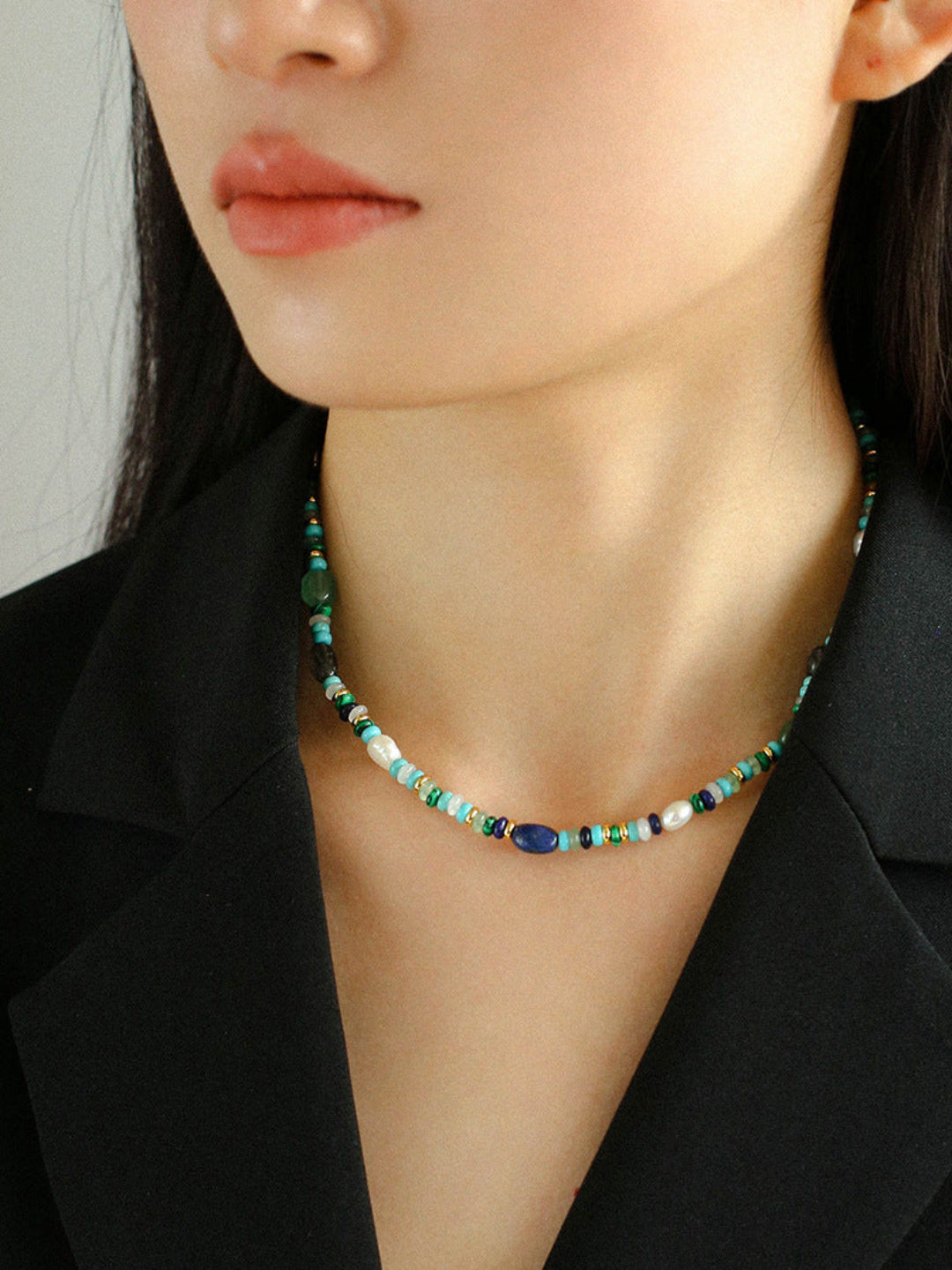 Gembea Jewelry Irregular Colored Natural Stone Necklace
