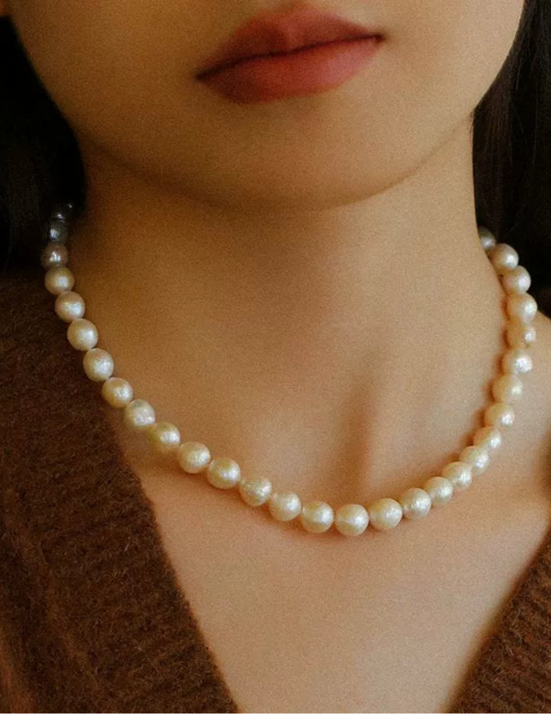 Wrinkled Baroque pearl Beaded Necklace