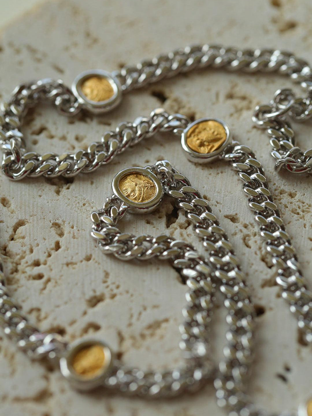 Athena Old Coin Chain Necklace - Gembea Jewelry