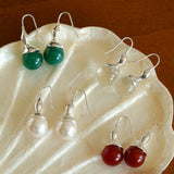 Red and Green Agate Gourd Ear Hook Earrings