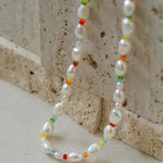 Colorful Beads Baroque Pearl Necklace-Gembea Jewelry