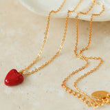 Gembea Jewelry Crush Red Heart Enamel Chain Necklace