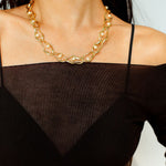 Geometric Twist Artificial Pearl Chain Necklace