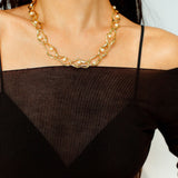 Geometric Twist Artificial Pearl Chain Necklace