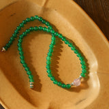 Spring Heartbeat Green Agate Necklace