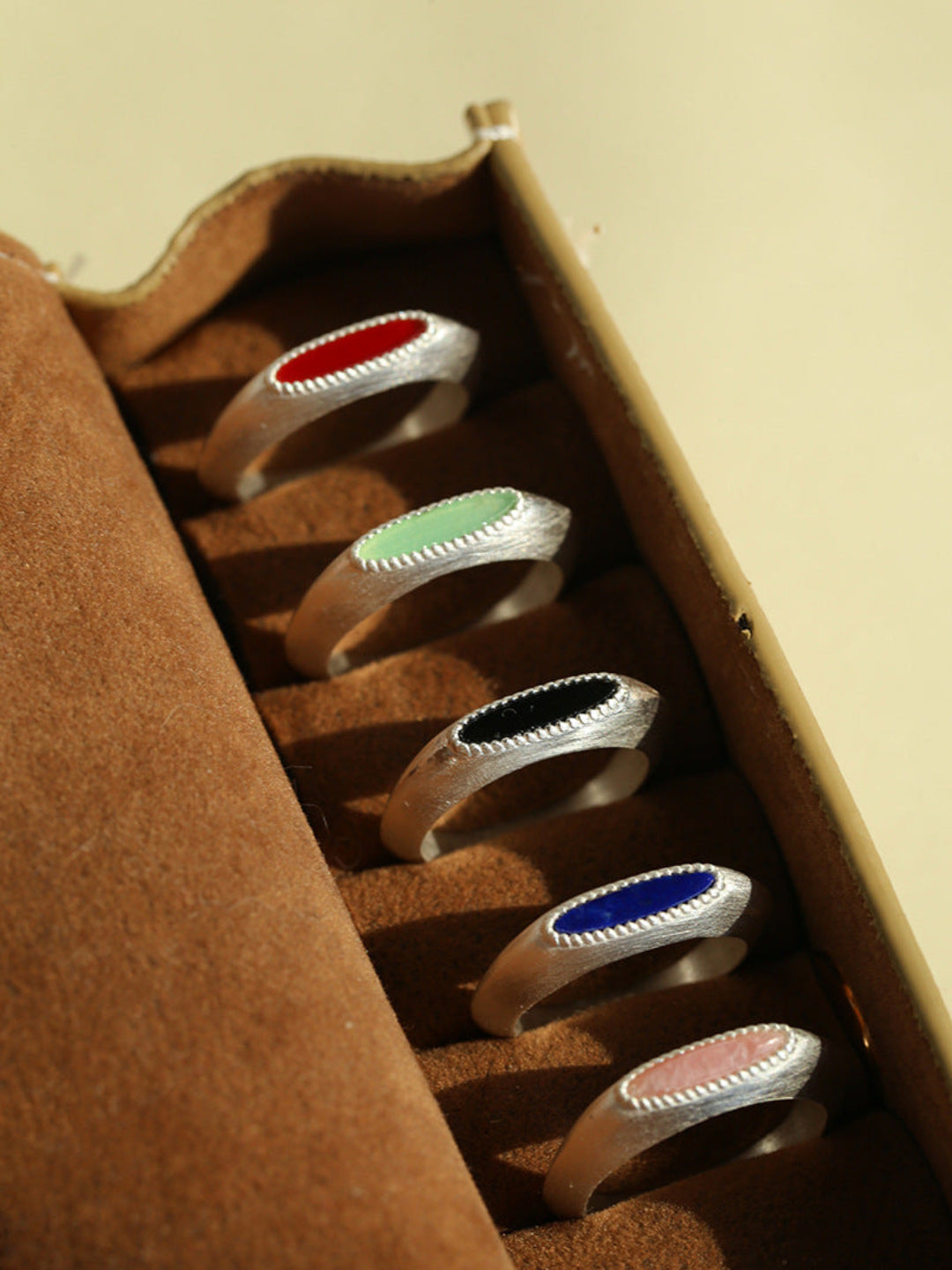 Gembea Jewelry Silver Brushed Oval Natural Stone Ring