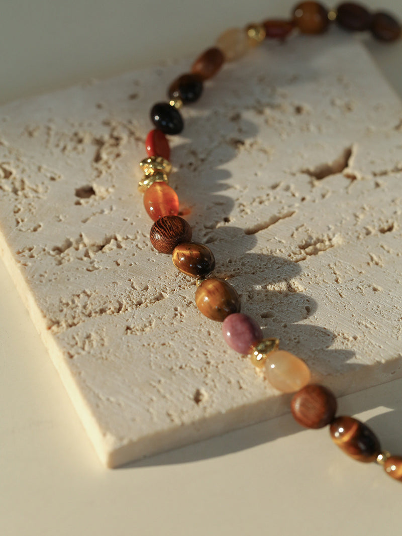 Tiger's Eye Stone Beaded Necklace-Gembea Jewelry