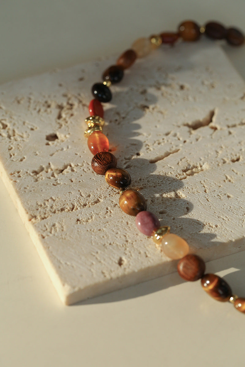 Tiger's Eye Stone Beaded Necklace-Gembea Jewelry