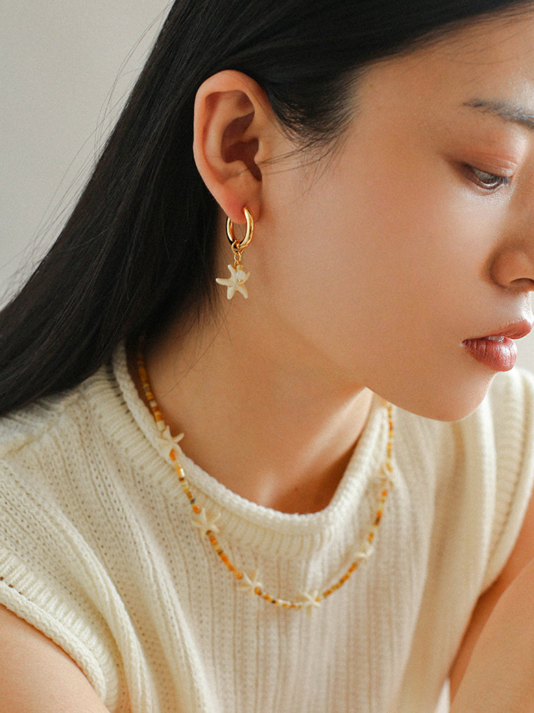 Holiday Starfish Hoop Earrings