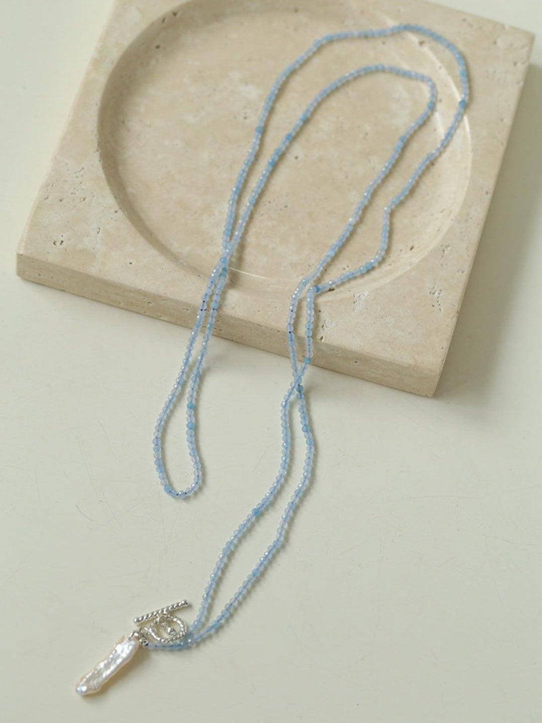 Sea's Embrace Green Agate Aquamarine Necklace - Gembea Jewelry