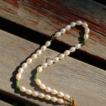 Green Stone Irregular Pearl Necklace-Gembea Jewelry