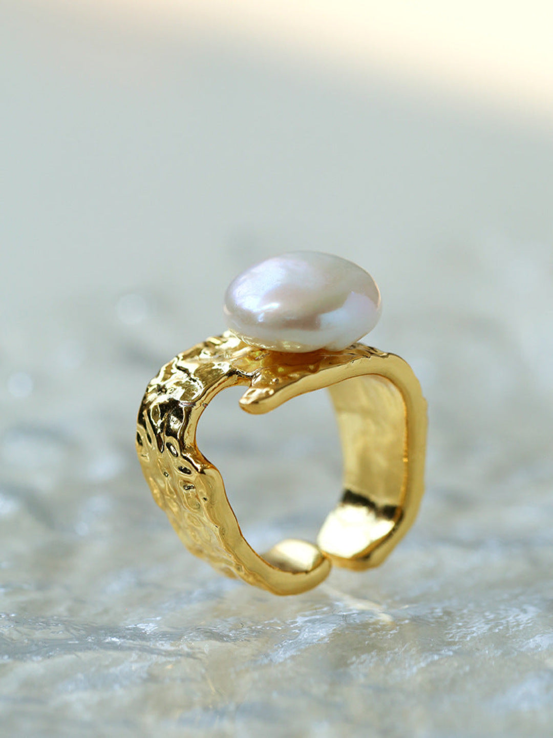 Button Shaped Baroque Pearl Ring