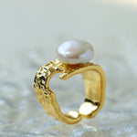 Button Shaped Baroque Pearl Ring